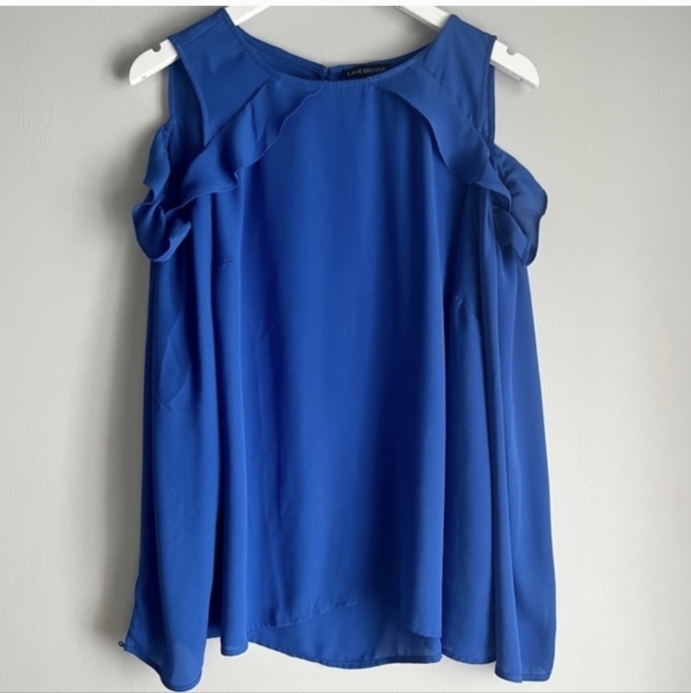 Lane Bryant Ruffle Long Sleeve Cold Shoulder Long Sleeve Blouse Size 18